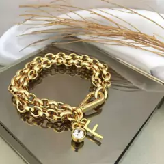 Pulseira Disponíveis Todas as Letras Banho Ouro