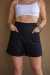 Shorts alfaiataria cintura alta bolso quadrado externo na internet