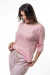 Pijama feminino comprido com camiseta lisa e calça estampada com elefantes rosa