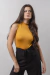 Body feminino liso gola alta mostarda