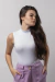 Body feminino liso gola alta branco