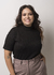 Camiseta golinha alta com fios de cashmere preta unissex 