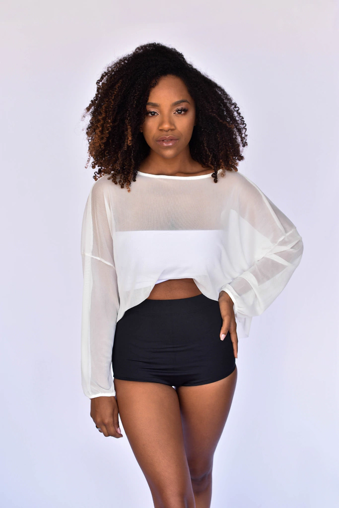 Cropped tule transparente