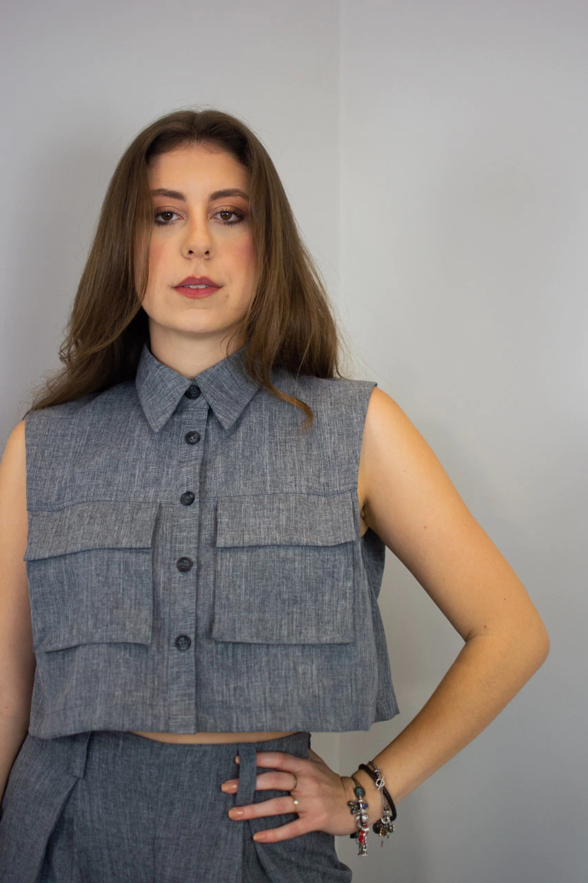 Camisa cropped oversized