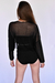 Cropped transparente manga comprida tule preto