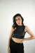 Cropped recortes em malha cirrê preto 