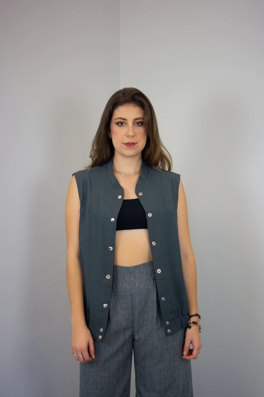 Colete sarja cinza chumbo