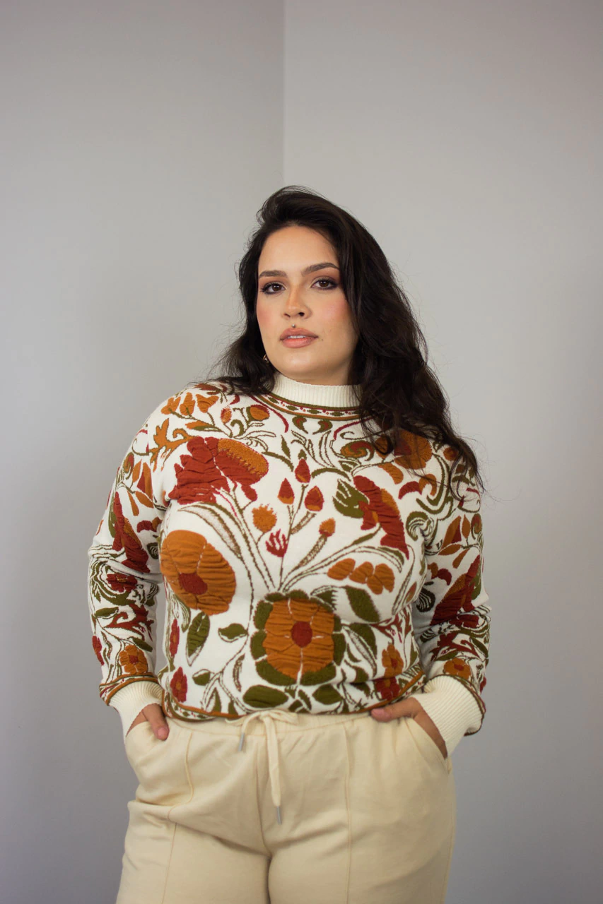 Blusa tricot estampada