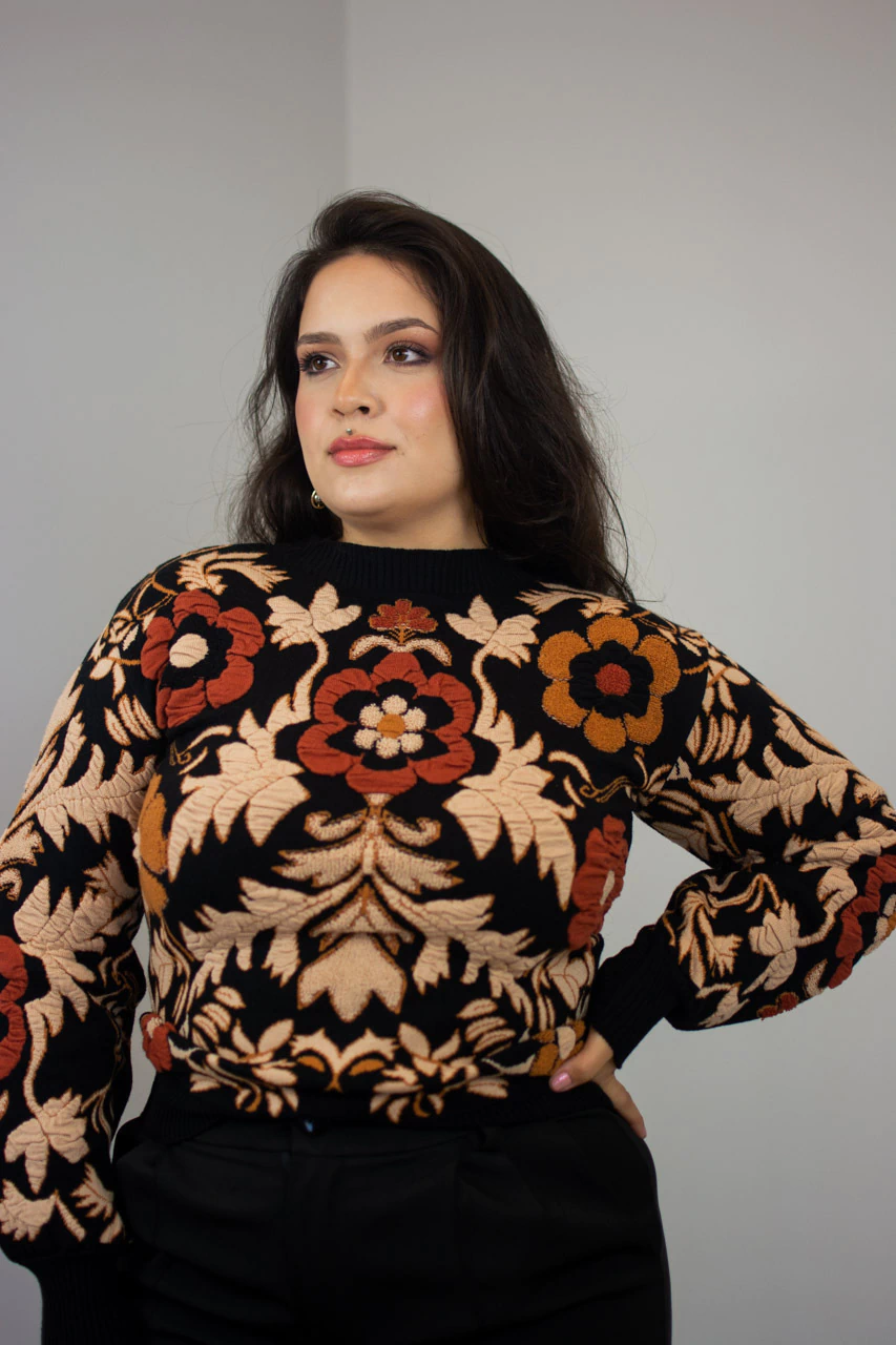 Blusa tricot estampada