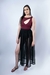 Body feminino bordô com recortes e decote assimétrico