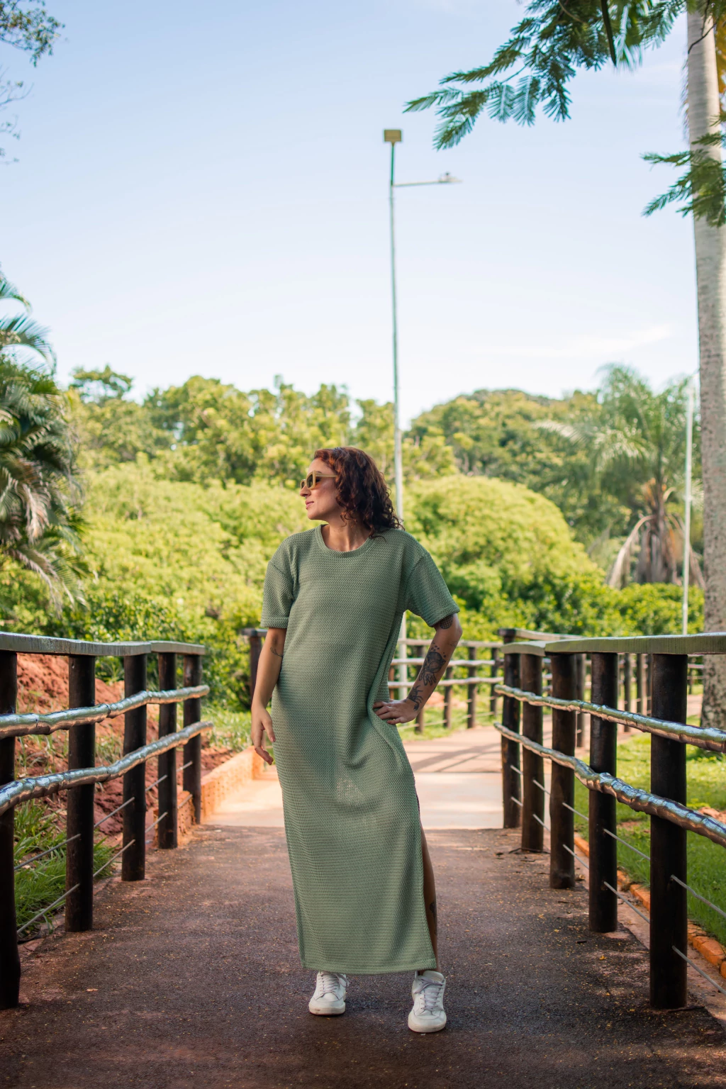 Vestido tricot túnica verde menta