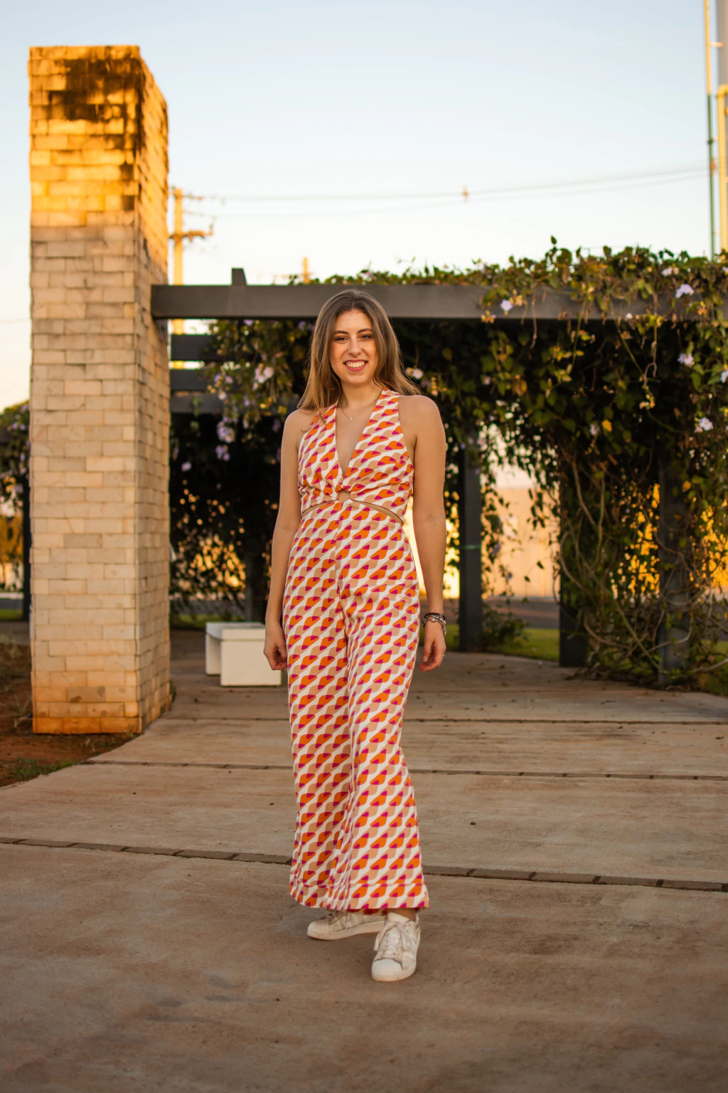 Macacão pantacourt estampado