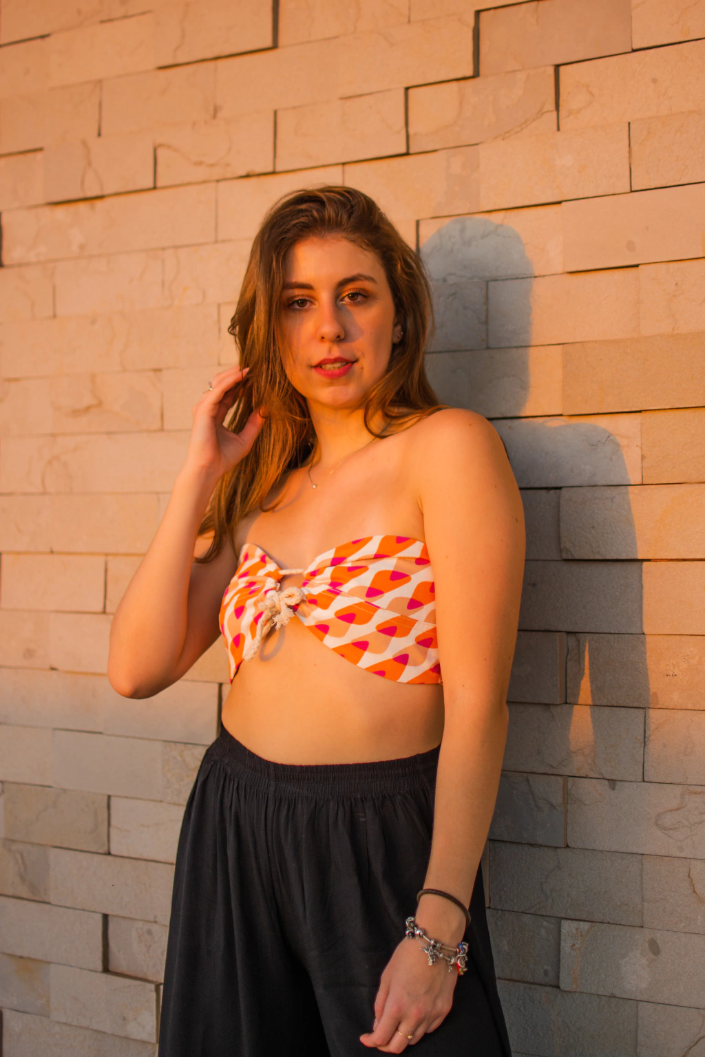 Top amarração estampado