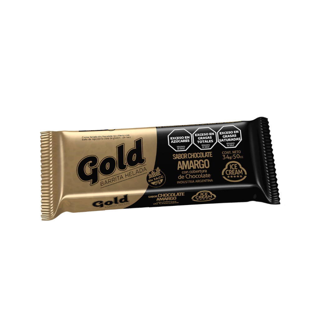 Barrita Gold Chocolate Amargo SIN GLUTEN |Unidad o Caja x24 u.|