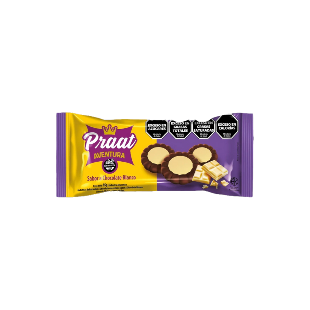Galletitas Aventura Chocolate con Choco Blanco Praat Sin gluten