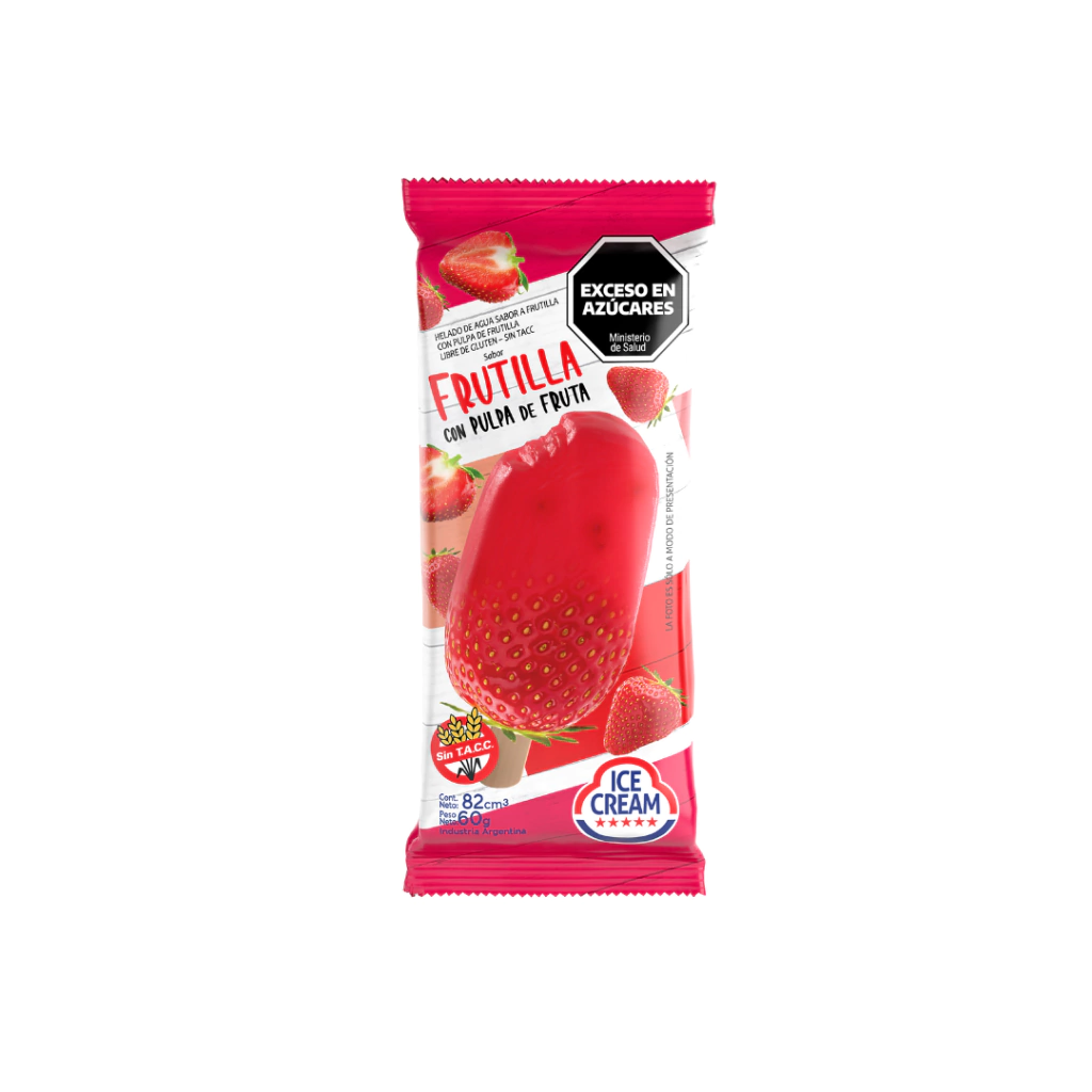 Palito Pulpa Frutilla SIN GLUTEN|Unidad o Caja x18u.|
