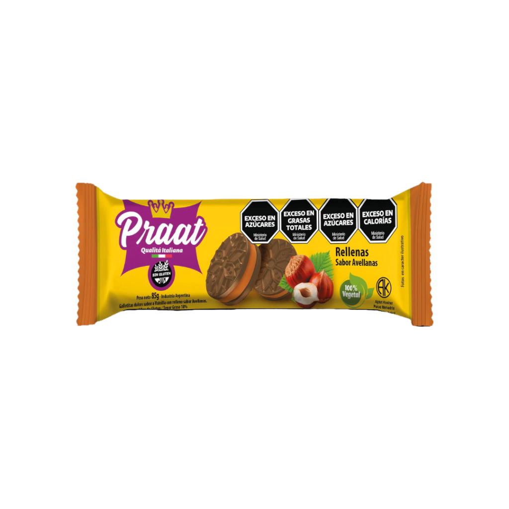 Galletitas Rellenas Avellana Praat Sin gluten (100% vegetal)