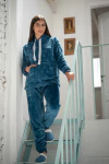 5610 - Pijama De Plush Manga Larga Pantalón Largo Con Capucha - comprar online