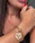 PUL655 - PULSEIRA ELO PORTUGUÊS GROSSO CORAÇÃO MADREPÉROLA ESPÍRITO SANTO- ZAMAC- LINHA PREMIUM - comprar online