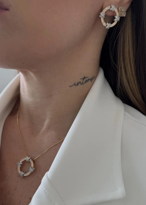 CON13B - CONJUNTO INSPIRED X ZIRCÔNIA- DOURADO E PRATA - FOLHEADO - comprar online