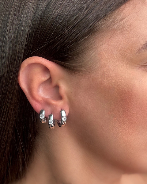 KIT006 - KIT BRINCO ARGOLA LISA PONTO ZIRCÔNIA- FOLHEADO A PRATA 925 - comprar online