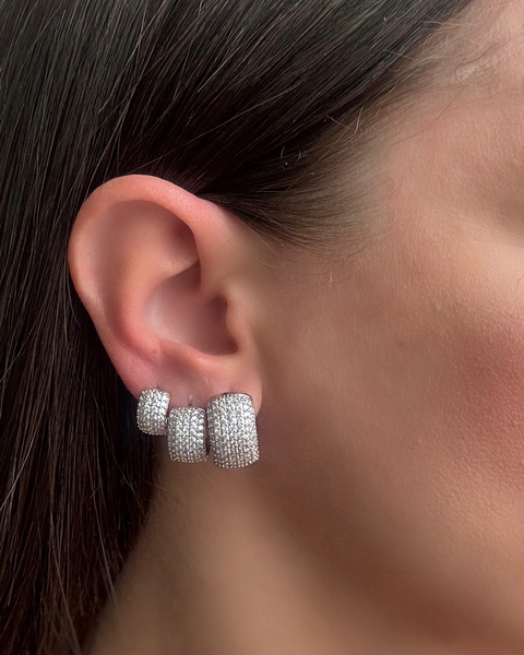 KIT003- KIT BRINCO TRIO LUXO ARGOLA ZIRCÔNIA - FOLHEADO A PRATA 925 - comprar online