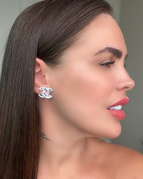 BRI2130 - BRINCO INSPIRAÇÃO CHANEL NAVETI COLORIDO - FOLHEADO A PRATA 925 - comprar online