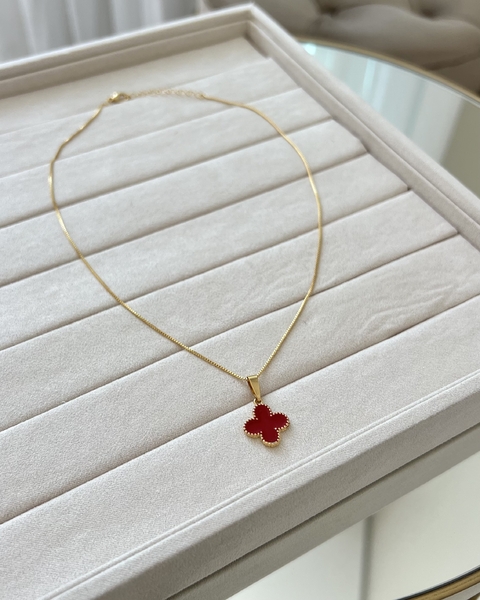 COL3131 - COLAR VENEZIANA CLASSIC INSP VG VERMELHO - FOLHEADO A OURO 18k