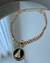 COL9101 - COLAR ELO PORTUGUÊS GROSSO MEDALHA PRETA NOSSA SENHORA - ZAMAC- LINHA PREMIUM