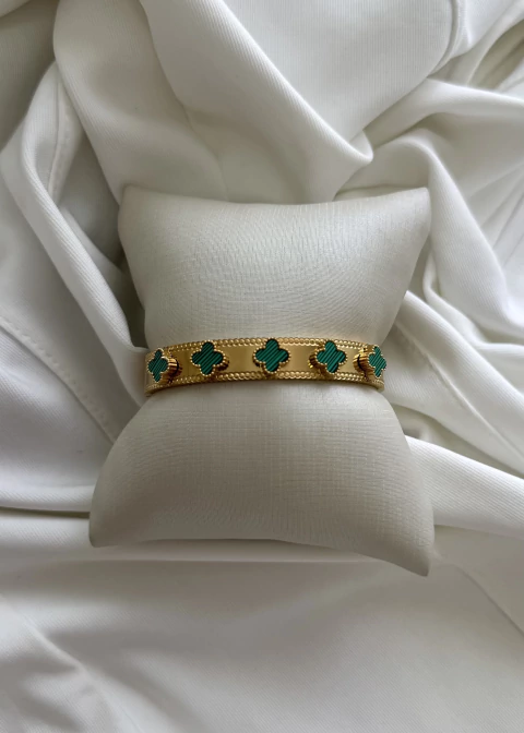 BL40C - BRACELETE TREVOS VERDE - Á PROVA D'ÁGUA- AÇO INOXIDÁVEL - comprar online