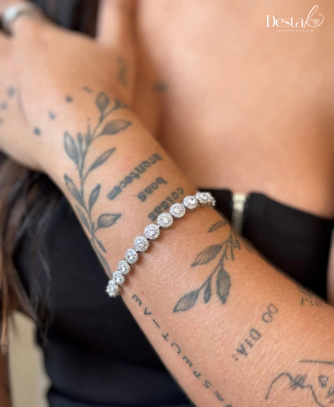 PUL807 - PULSEIRA INSPIRAÇÃO ANGELIC CRISTAL LUXO - 18cm - SEMI JOIA - ZAMAC- LINHA PREMIUM - comprar online