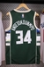 Camisa Jersey Milwaukee Bucks - 34 Giannis Antetokounmpo - 22 Khris Middleton - 2021/22 - Logo de Diamante