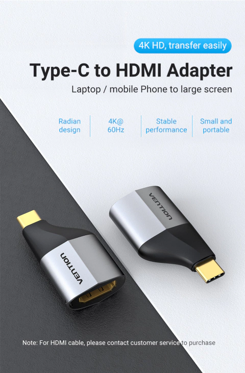 Adaptador Usb-c A Hdmi Uhd 4k 60hz Pc Mac Celular Vention + Corredera