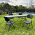 Mesa 1.80cm Plegable Negra + 6 Sillas Plegables Negras