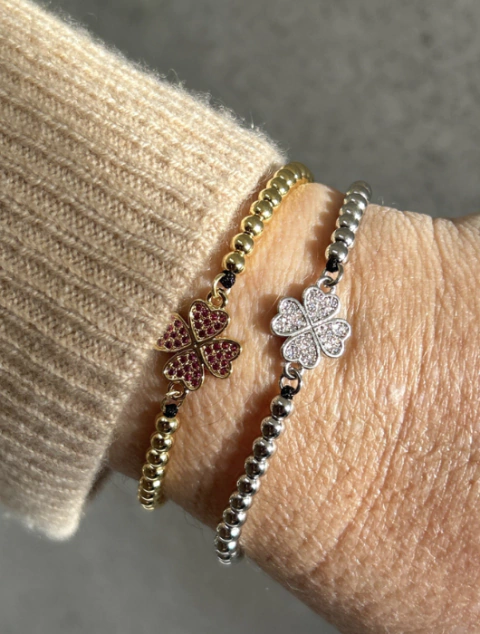 Pulsera Trebol bolita y soga - comprar online