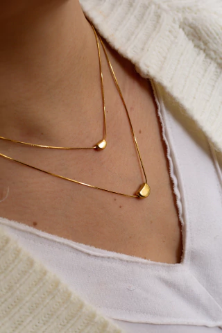 Colar duplo pingente orgânico - comprar online