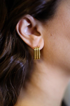 Brinco Quadrado Triplo aço - comprar online