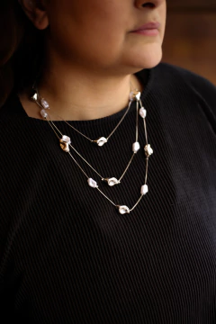 Colar triplo Orgânico e Pérola Barroca - loja online