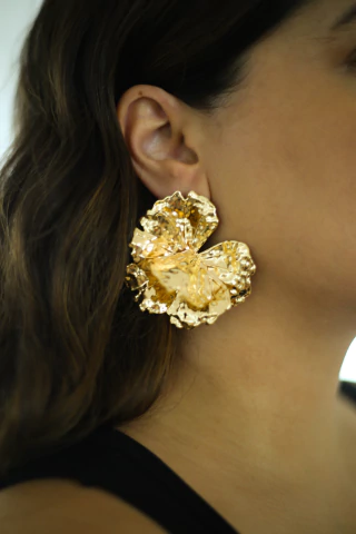Brinco Maxi Flor Martelado