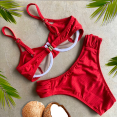 Biquíni Meia-Taça Milla/Borboleta Vermelho Friss - comprar online