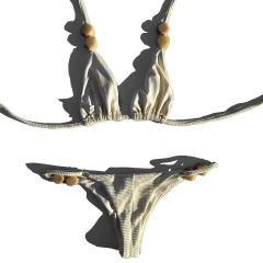 Biquíni Cortininha Pedras/Tira Regulável Off White Ibiza na internet