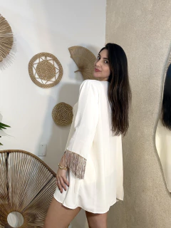 Imagem do Conjunto Kimono + Saia Franja Off White