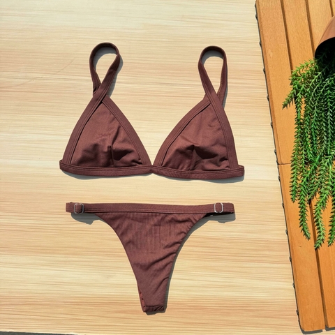 Biquíni Penélope/Viés Regulável Marrom Café - comprar online