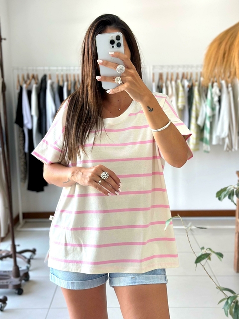 Remera DAKOTA Rayada - Rosa - comprar online