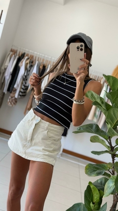 Top GINA RAYADO - Negro