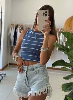 Top GINA RAYADO - Azul