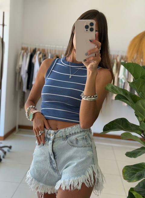 Top GINA RAYADO - Azul