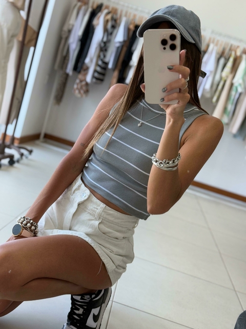 Top GINA RAYADO - Gris