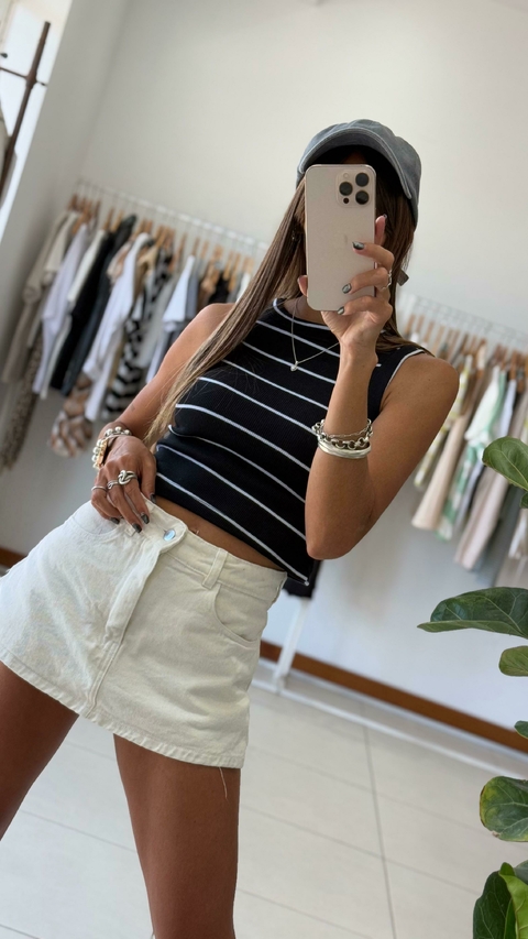 Top GINA RAYADO - Negro