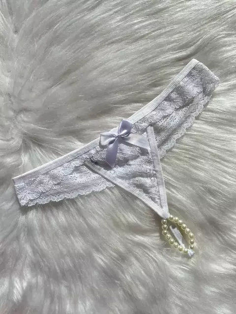 Calcinha Tailandesa Branca com Pérolas REF. 08953
